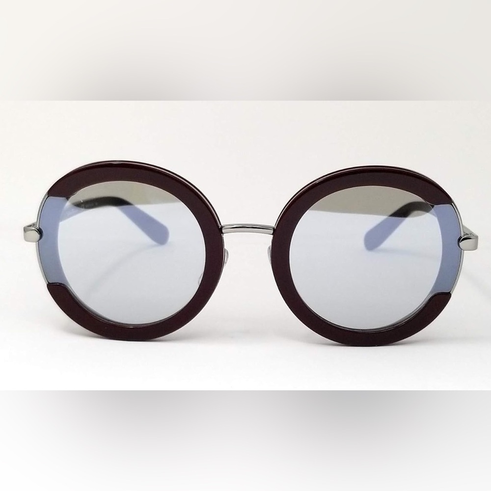 Salvatore Ferragamo Women's Oversized Round Burgundy & Silver Sunglasses